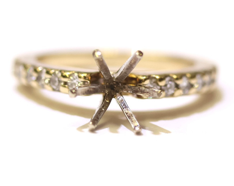 14k yellow gold .52ct SI2 I diamond ring semi mount mounting 4.4g round estate