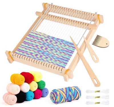 Lemonfilter Weaving Loom Kit, 9'' x 11'' DIY Hand-Knitting Loom Kit, Wooden Mul...