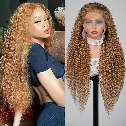 Honey Blonde Wig Human Hair, Deep Wave Lace Front Wigs Human Hair #27 Color B... - Picture 3 of 6