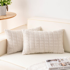 Pack of 2 Corduroy Decorative Throw Pillow Covers 12X20 Inchsoft Boho