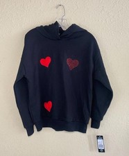 Truce Girls Pullover Heart Hoodie Black Size XL