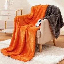 Electric Heated Blanket Throw 50x60 Soft Dual Flannel Fast Heating 12 Levels