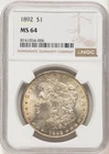 1892 Morgan Dollar NGC MS64