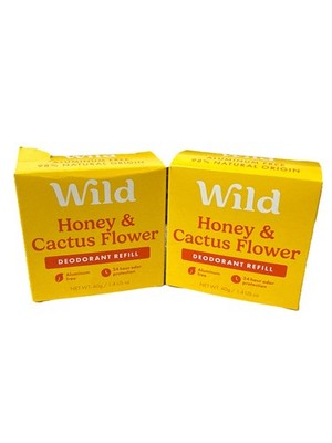 2 X Wild Deodorant Refill - Honey & Cactus Flower - 40g Vegan Aluminum-Free