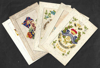 5 X WW1 MILITARY REGIMENT EMBROIDERED SILK POSTCARDS YORKSHIRE GLOUCESTER NAVY