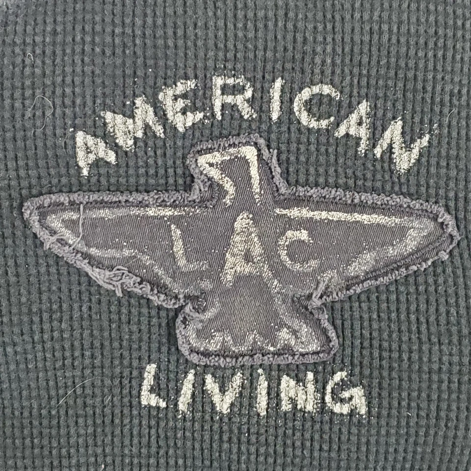 Camisa American Living Para Hombre XXL Negra Térmica Henley L/S Parche Bordado Foto 4 de 4