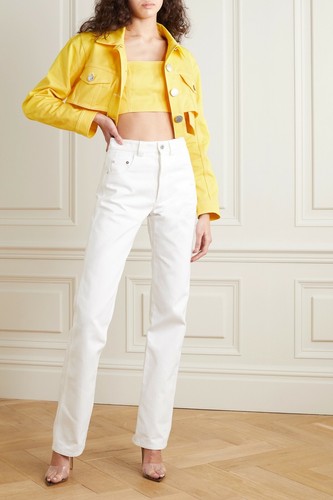 Top vaquero corto BALMAIN en amarillo talla 38 precio de venta sugerido por el fabricante $695 - Imagen 2 de 4