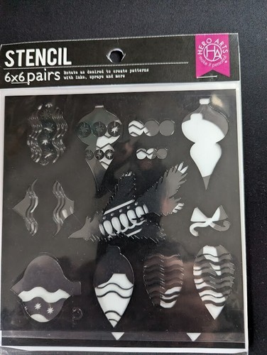New Hero Arts "HOLIDAY ORNAMENTS STENCIL PAIRS" Stencil "6x6" - Picture 3 of 4