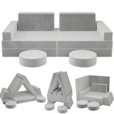 10pcs Kids Modular Couch Sofa Fold Out Foam Play Couch Children Playroom Couch
