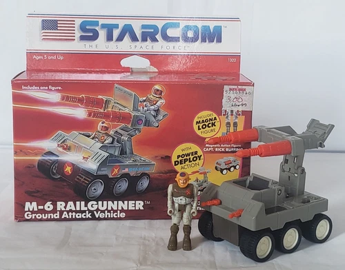 1986 StarCom Coleco U.S. Space Force  M-6 Railgunner + Figure + Box Vintage Used