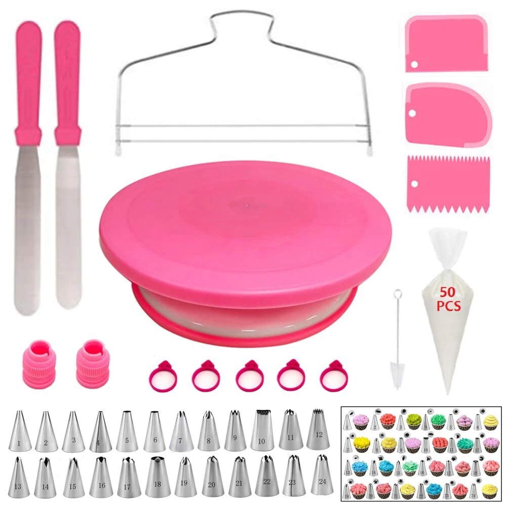 90 Pcs Cake Decorating Kit with Cake Turntabel Cake Leveler Icing Piping Tips
Opens in a new window