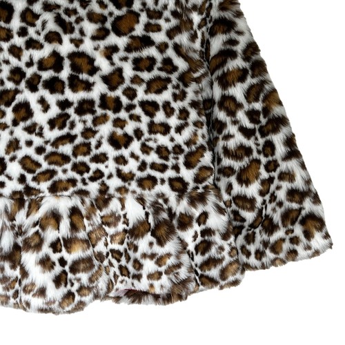 Gymboree Coat Girls White Leopard Print Faux Fur Jacket Peplum Size XS 3 4 Kids - Picture 12 of 12