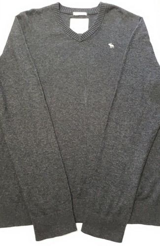 Abercrombie & Fitch Mens XXL V-Neck Muscle Gray Sweater Cotton Cashmere Blend - Picture 2 of 12