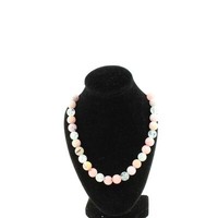 Halskette Perlen Opal Rosa + Brasilianischer Rissquarz 8 Mm Kette Aus Edelstahl