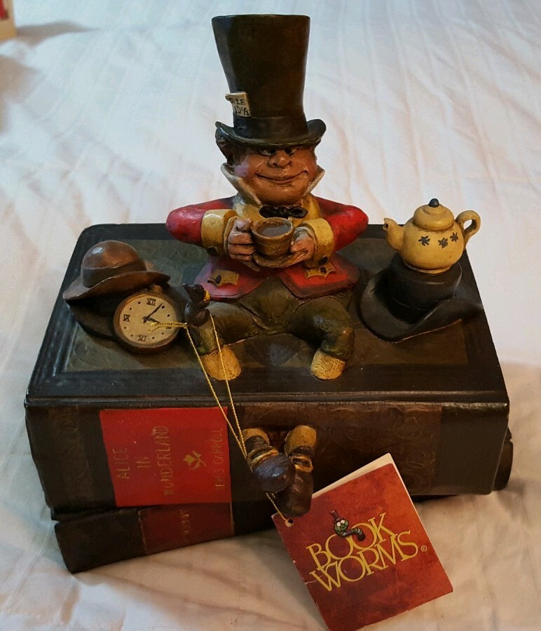 Rare Alice in Wonderland Sculpture Book Worms The Penny Whistle Group