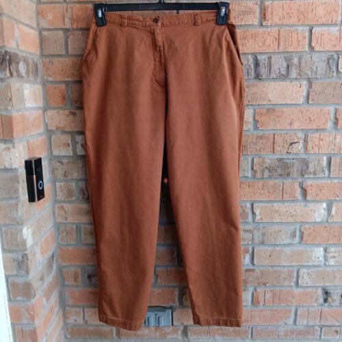Pantalones al tobillo informales Karen Scott para mujer 100 % algodón marrón canela talla 16 - Imagen 2 de 9