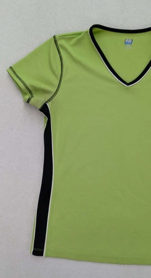 Camiseta para mujer SJB Active talla pequeña verde atlética deportiva gimnasio elástica cuello en V Foto 4 de 4