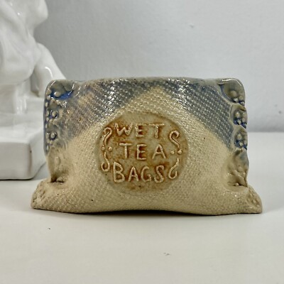Artist Signed WET TEA BAG POCKET/Holder Handmade STUDIO Textured Kitchen CERAMIC