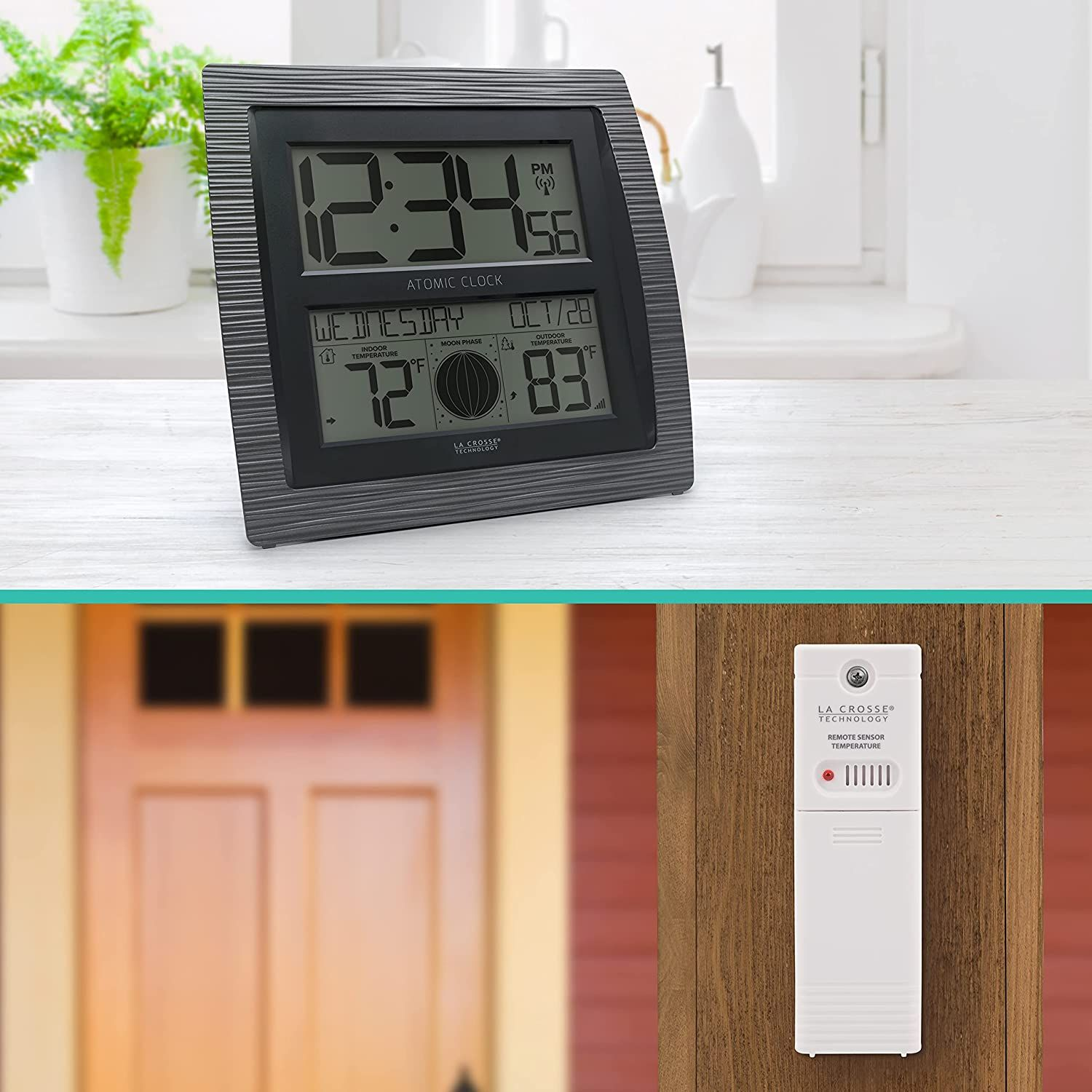 La Crosse Technology BBB86118INT Curved Atomic Digital Clock with Moon