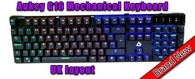 Mechanical Keyboard LED Illuminated Blue Switches Aukey KM-G16 UK Layout