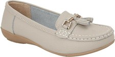 Jo & Joe Ladies Leather Nautical Loafers Flat Slip-on Shoes Cushioned Insole 3-8