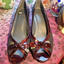 Stuart Weitzman Open Peek Toe Black Satin Evening Dress Shoes 6.5 M