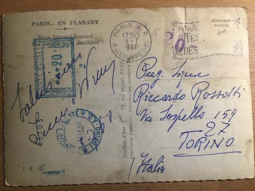 CARTOLINA POSTALE FRANCESE DI PARIS EN FLANANT VIAGGIATA 1960 - Foto 2 di 2