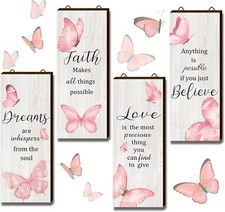4 Pcs Butterfly Wall Decor Butterfly Bathroom Decor Dreams 10 x 4 Inch Pink