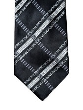 Cravatta da collo VERSACE vintage iconica Y2K 2000 firmata seta nera stampa barocca