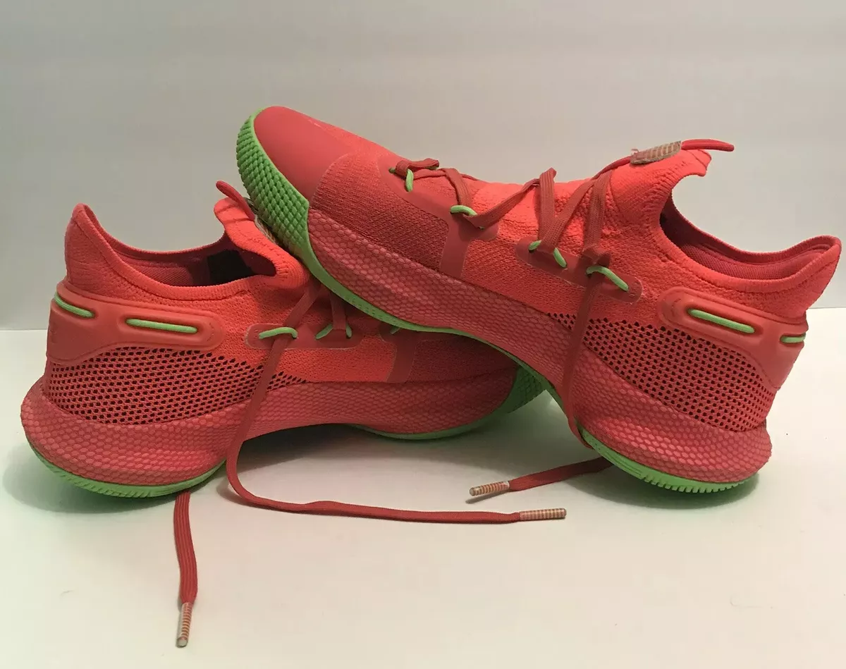 Under Armour Curry 6 Roaracle Basketball shoes size 12 Red Neon Green Orange