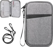 Family Passport Holder Wallet RFID Blocking Travel Document Organizer Clutch Bag