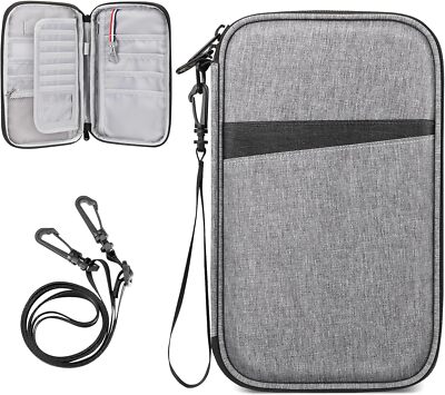Family Passport Holder Wallet RFID Blocking Travel Document Organizer Clutch Bag