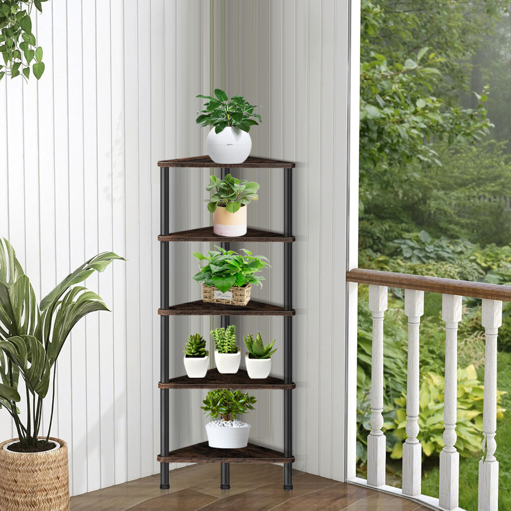 5-Tier Corner Shelf Metal Bookshelf Storage Rack Shelves Display Plant Flower — image 5