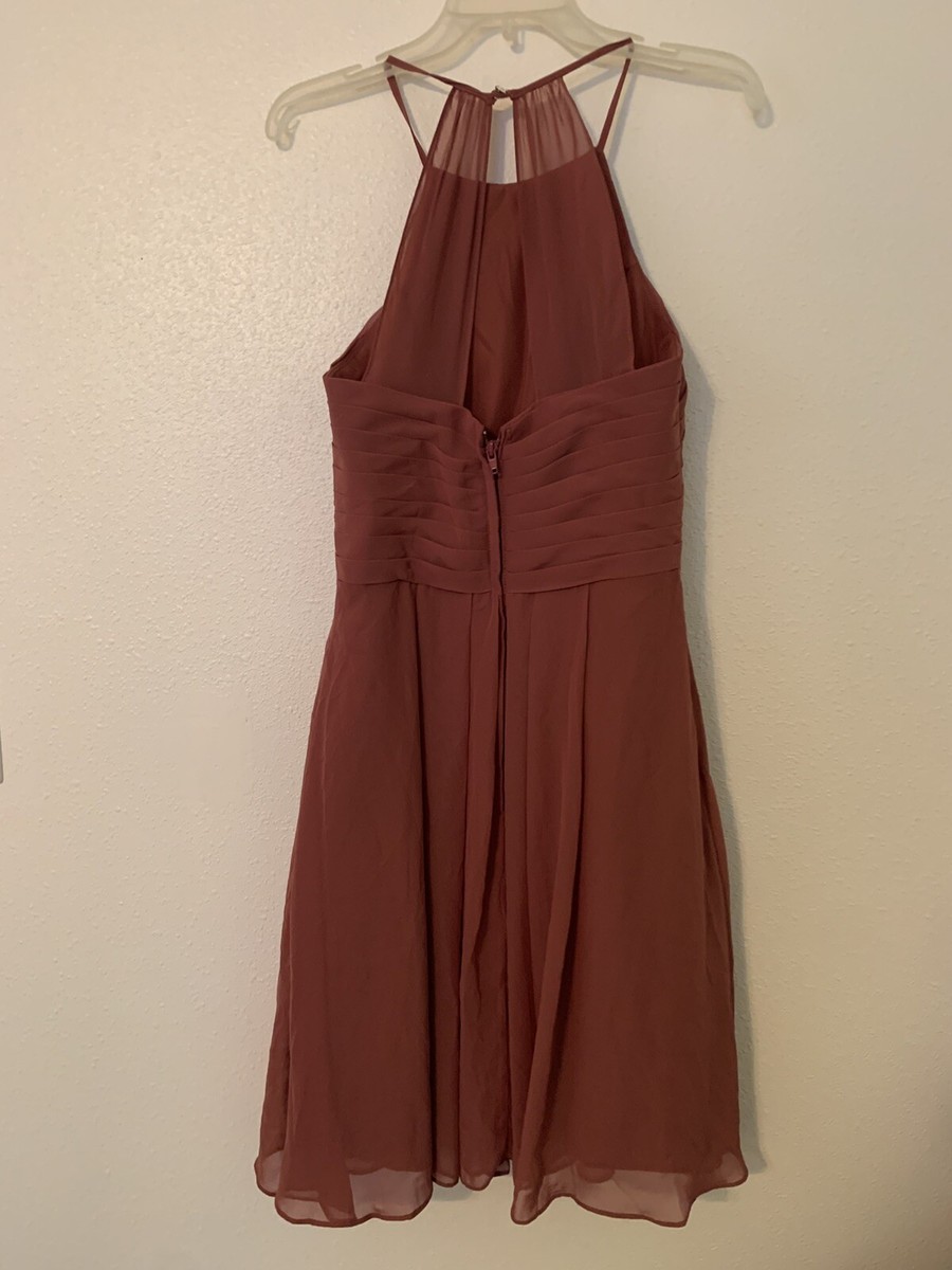 bridesmaid terracotta color dress Vivian Satin Pleated Dress