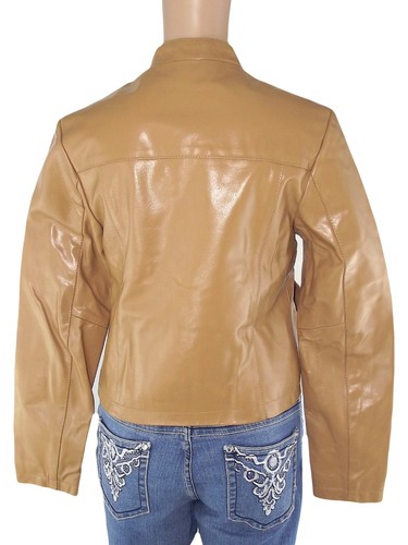 Giubbotto Da Donna 42 M Medium Marrone Vera Pelle Cerniera Zip Giubbino Giacca - Picture 2 of 13