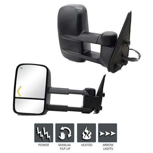 Tow Mirrors For 1999-2002 Chevy Silverado Sierra Power Heated Arrow Signal LH RH