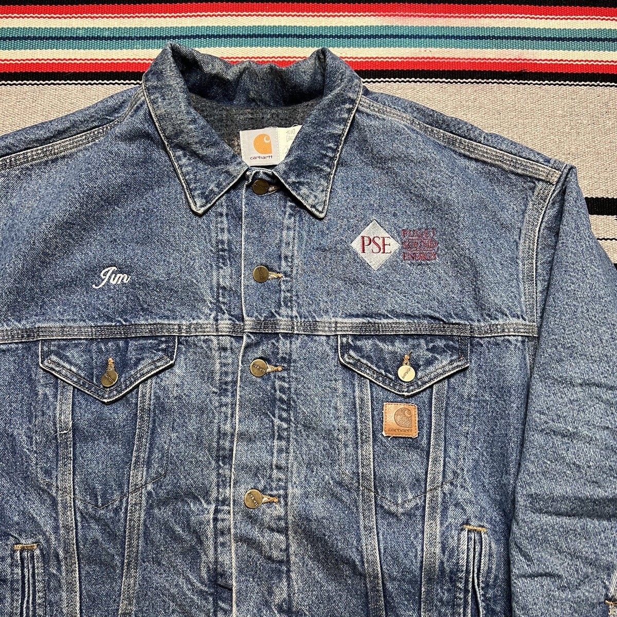 Vintage 90s Carhartt Denim Trucker Detroit Jacket Mens Size XL