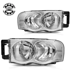 CHROME HOUSING CLEAR CORNER HEADLIGHT FOR 02-05 DODGE RAM 1500 2500 3500 LAMPS