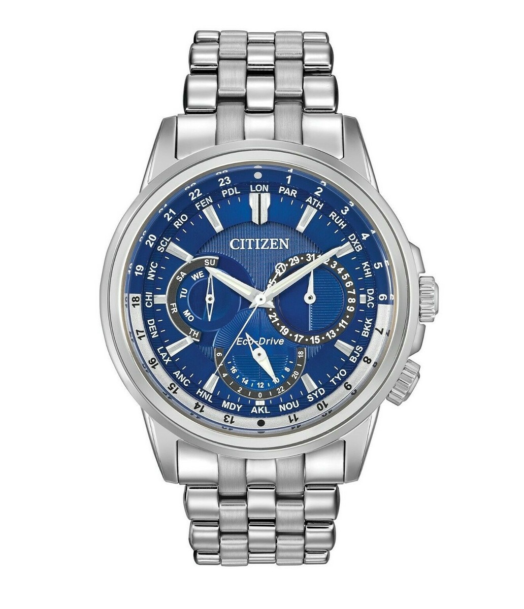 Citizen Eco-Drive Men's Calendrier World Time Blue Dial Watch 44mm
