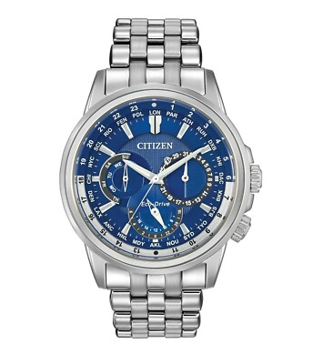#ad Citizen Eco Drive Men#x27;s Calendrier World Time Blue Dial Watch 44mm BU2021 51L $216.99