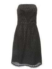 SHOSHANNA Womens Black Crochet Eyelet Circles Strapless Retro Mod Tea Dress 2 XS