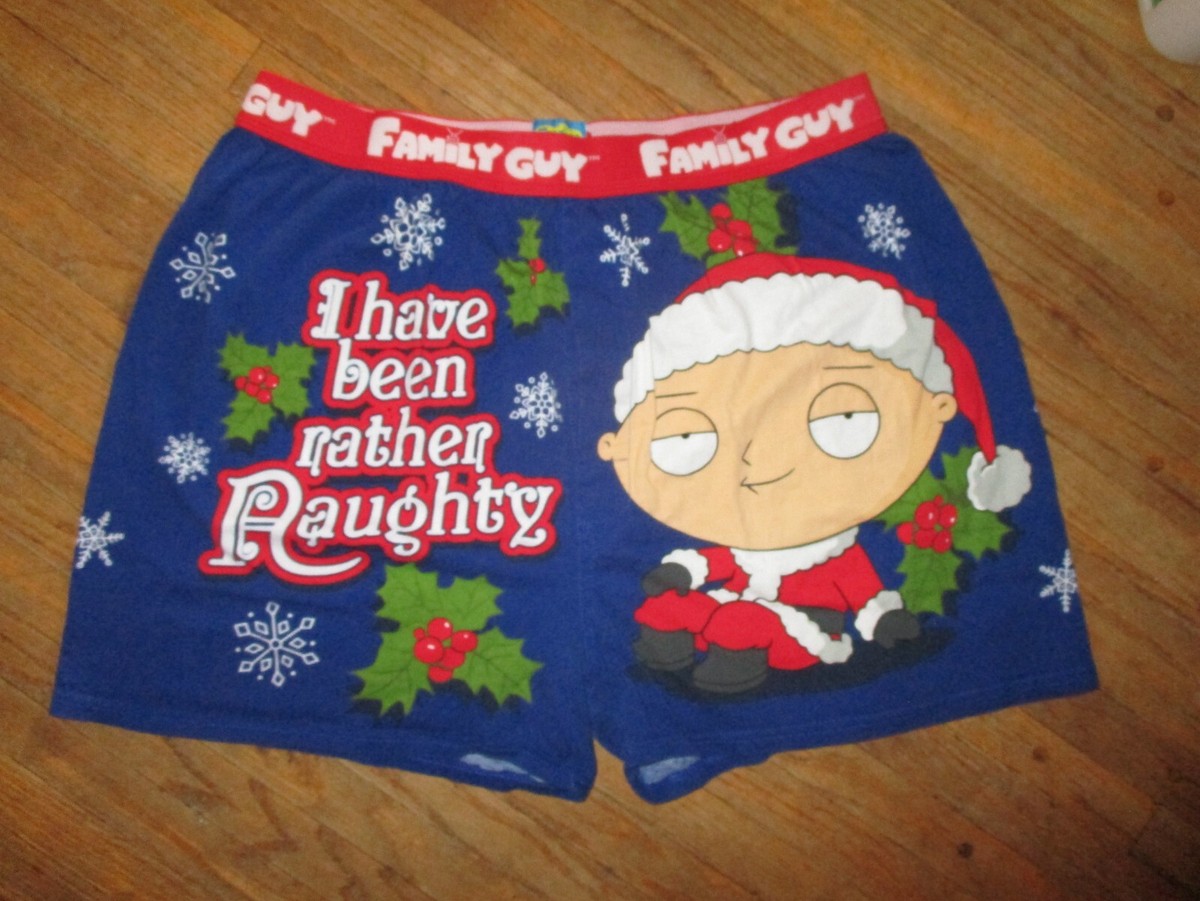 STEWIE GRIFFIN I'VE BEEN RATHER NAUGHTY CHRISTMAS SLEEP SHORTS vtg - Main Image