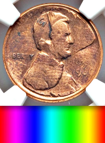 1966 NGC Die Adjustment Strike DOUBLE STRUCK Spectacular! UNIQUE Lincoln Cent 1c