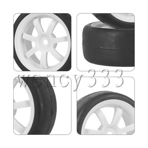 4 piezas ruedas de deriva y neumáticos de plástico duro blanco de 7 radios para autos de carreras RC1:10 12 mm - Imagen 5 de 6