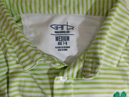 Camisa polo GARB para niños verde lima blanca a rayas SS talla 7-8 - Imagen 5 de 5