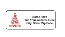 30 LOVE PEACE JOY CHRISTMAS PERSONALIZED RETURN ADDRESS LABELS 1 in X 2.625 in