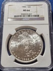 1885 MS64 NGC Morgan Silver Dollar. Beautiful BLAST WHITE