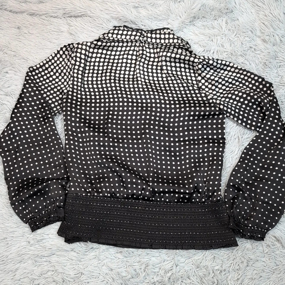 Белый дом черный рынок рубашка женщин S черный топ блузка опрятный V шеи точек - Изображение 2 из 4