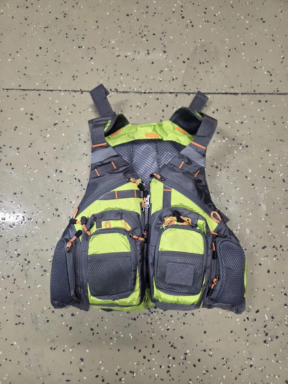 Fly Fishing Vest Black Universal Hi-Vis Green