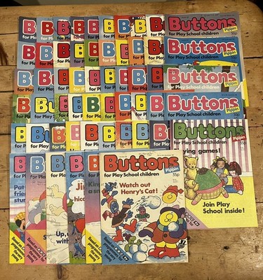 56 Buttons For Play School Children Comics Magazines - Vintage Comics 1987